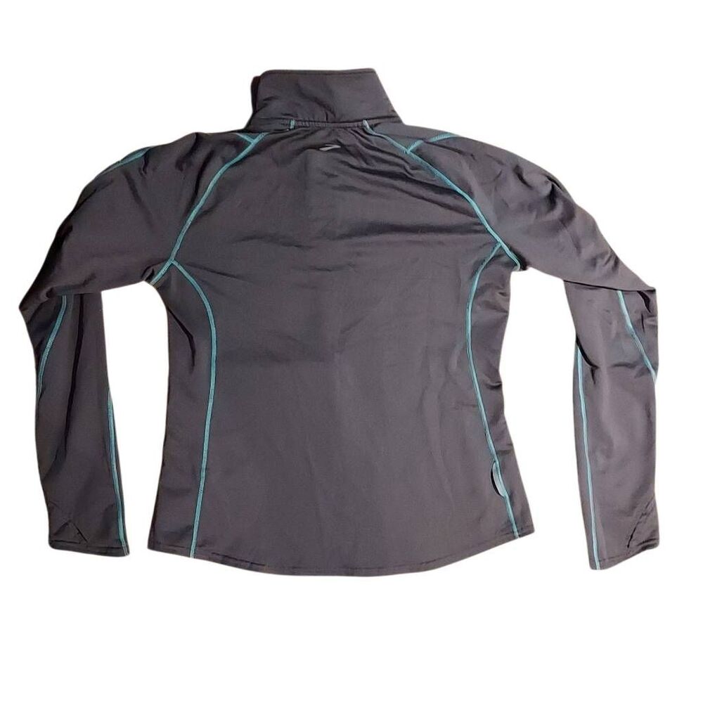 This item is a Brooks Equilibrium 1/4-Zip Pullover in Charcoal with Teal Stitchi - Picture 3 of 3